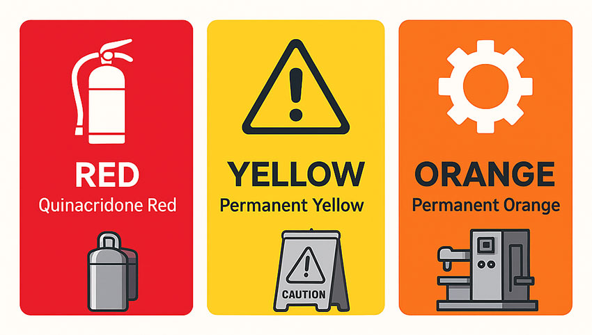 红色、黄色和橙色安全颜色代表应用
