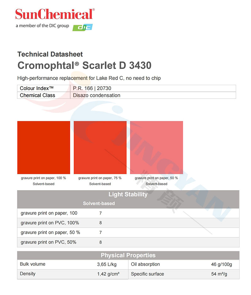 固美透D3430偶氮缩合颜料TDS报告