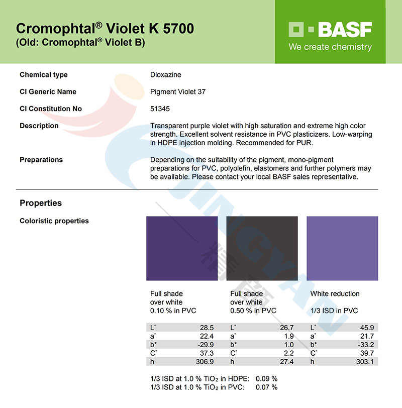 巴斯夫K5700二恶嗪紫颜料TDS报告